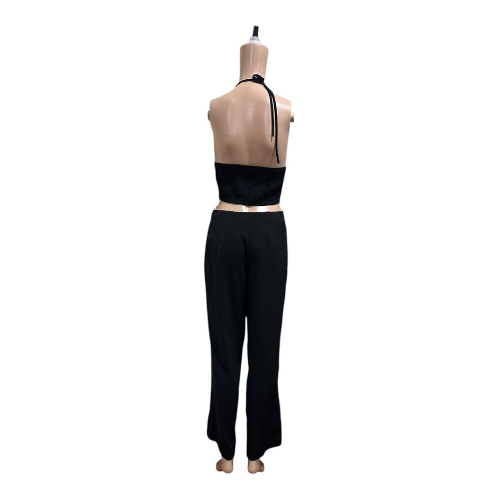 NWOT BCBGeneration Women's Sleeveless Halter Neck Jumpsuit Black Medium - Picture 2 of 8